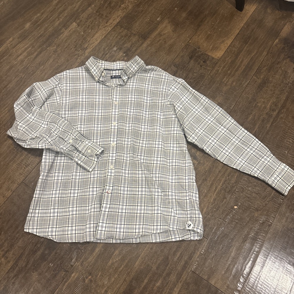 Daniel Cremieux Classics Men's‎ Shirt XL Ivory/Grey/Yellow Plaid Long Sleeve